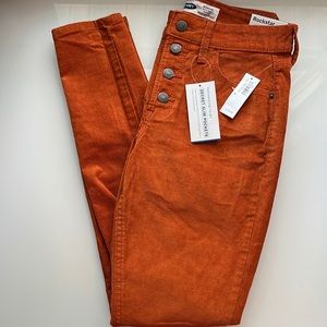 Old Navy Burnt Orange Corduroy Rockstar Super Skinny High Rise Button Fly
